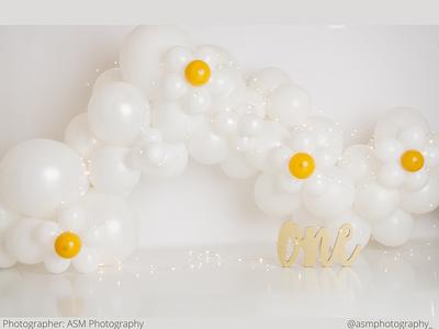 White and Yellow Flower Balloon Kit, Flower Backdrop
