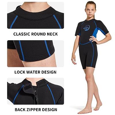 Kids Shorty Wetsuit 2.5mm Neoprene Girls Thermal Swimsuit Diving Suit Back  Zip