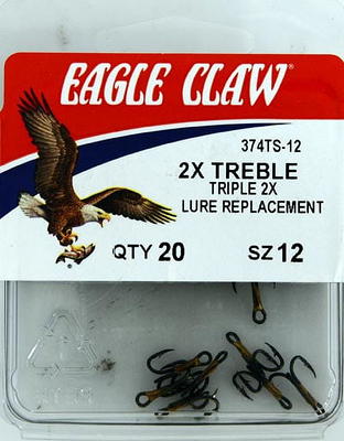 Eagle Claw Size 16 Bronze 2x Treble Regular Shank Curved Point Hook