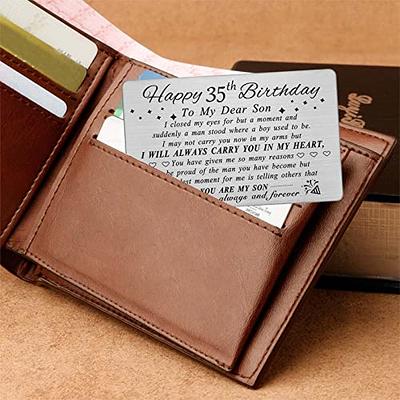 DEGASKEN 35th Birthday Card for Son - Happy Birthday Gifts for 35 Year Old  Son - 35th Birthday Decorations for Men, Personalized Steel Engraved Wallet  card - Yahoo Shopping