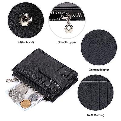 Mens Women Small Black Genuine Soft Leather Card Holder Wallet 