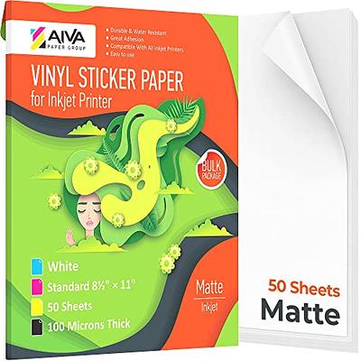 Printable Vinyl Sticker Paper for Laser Printer - Glossy White - 100 Self-Adhesive  Sheets - Waterproof Decal Paper - Standard Letter Size 8.5x11 - Yahoo  Shopping