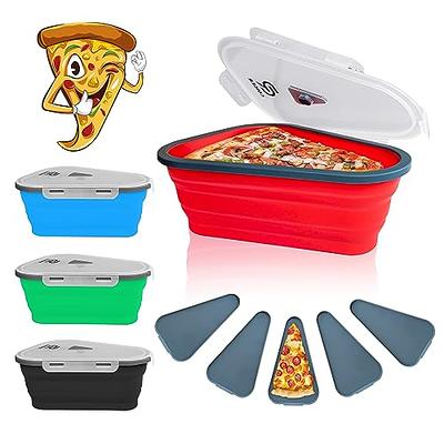 Pizza Storage Container Expandable,Pizza Boxes with 5 Microwavable Serving  Trays