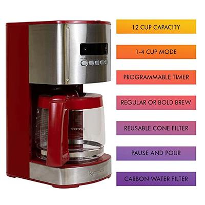 Kenmore Aroma Control 12-cup Programmable Coffee Maker, Red and Stainless  Steel Drip Coffee Machine, Glass Carafe, Reusable Filter, Timer, Digital  Display, Charcoal Water Filter, Regular or Bold - Yahoo Shopping