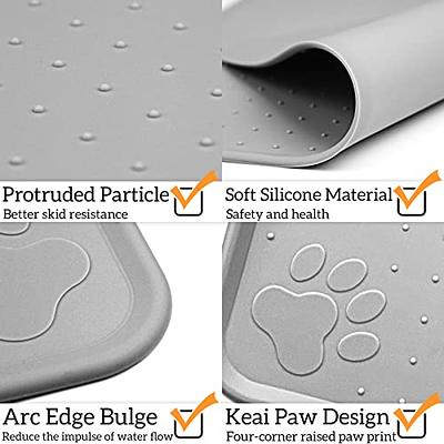 Dog Food Mat - Silicone Dog Mat for Food and Water - 28 x 20 Pet Feeding  Mats with Residue Collection Pocket - Waterproof Dog Cat Bowl Mat with High