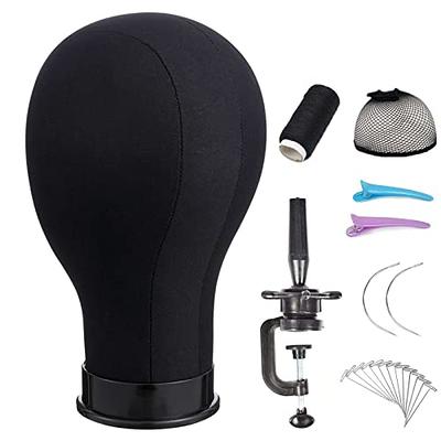 Canvas Wig Head for Wigs Mannequin Head Wig Stand for Styling Canvas Block  Head with Stand(23inch)