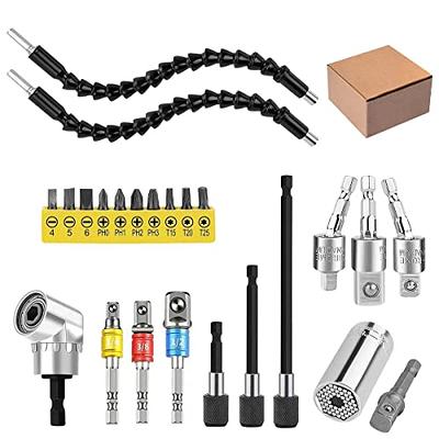 22pcs Flexible-Drill-Bit-Extension Set, 105°Right-Angle-Drill  Attachment,Hex Shank Drill-Bit-Kit Rotatable Joint Socket 1/4 3/8 1/2 in  Hex Socket Adapter Bendable Drill-Bit-Extension Screwdriver Bit - Yahoo  Shopping