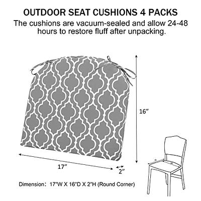 Outdoor Chair Cushions, Waterproof Square Corner Memory Foam Seat Cushions with Ties, Throw Pillow, Gray