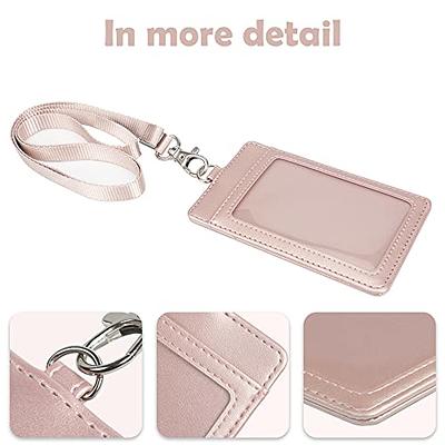 PU Leather Business Credit Card Holder Badge with Lanyard Neck