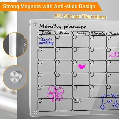 Acrylic Weekly Planner for Fridge - Clear Dry Erase Board for Fridge with 6  Colorful Markers, Marker Holder & Reusable Sticky Notes - Refridgerator