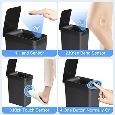 Anborry Bathroom Automatic Trash Can 4 Gallon Touchless Motion Sensor Small Garbage  Can with Lid Smart Electric Plastic Narrow Garbage Bin for Living Room  Bedroom Office Kitchen (Black) - Yahoo Shopping
