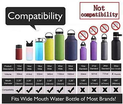 Straw Lid for Hydro Flask Wide Mouth Water Bottles 12oz-64oz with 4 Straws,  2 Straw Brushes and 2 Replacement Gaskets (Black + Black) - Yahoo Shopping