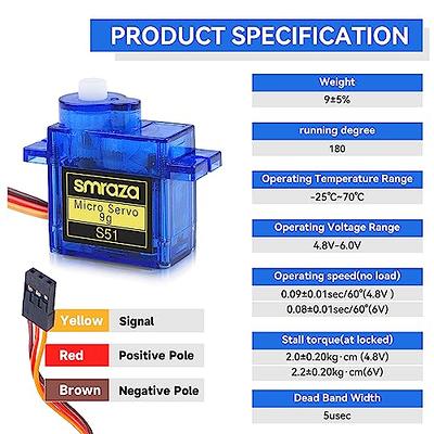 Smraza 10 Pcs SG90 9G Micro Servo Metal Geared Motor Kit for RC