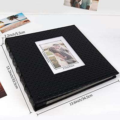 RECUTMS Photo Album 4x6 Holds 600 Photos Button Grain Larger Capacity Leather Cover Black Inner Page Wedding Baby Family Photo Book Wedding