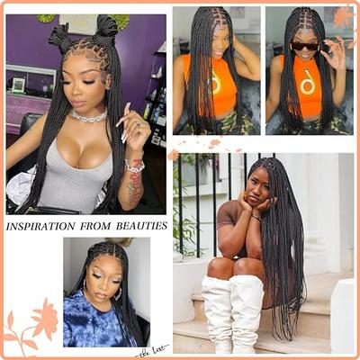 Beauart Brinbea 28” Swiss Lace Front Box Braided Wigs for Black Women 13X6”  Fully Hand Braided Wigs Synthetic Cornrow Twist Braids Wigs with Baby Hair