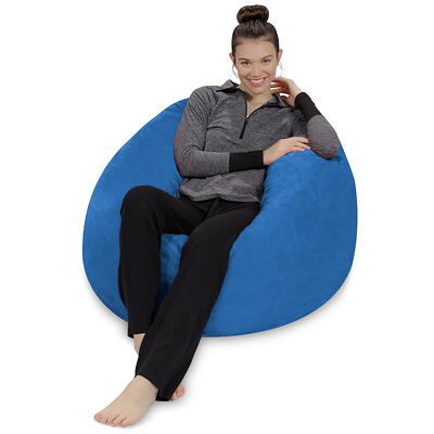 Chill Sack Bean Bag Chair, Memory Foam Lounger with Microsuede Cover, Kids,  Adults, 7 ft, Blue Pebble 