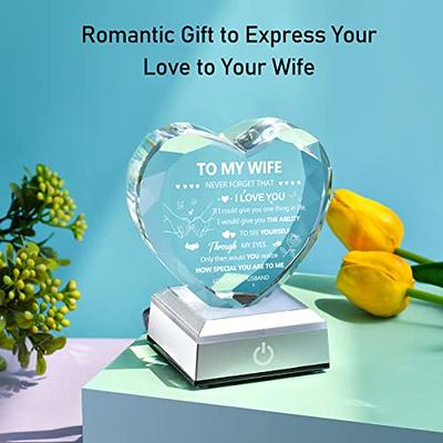 YWHL Gifts for Wife with Colorful LED Base I Love You Gifts for Her from  Husband Best Anniversary Birthday Wife Gift Ideas Romantic to My Wife  Crystal