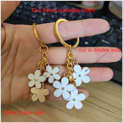 Flower Bag Charms Enameled Keychain for Women Girls 2Pcs Cute