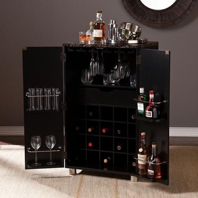 Alpine Furniture Flynn Small Bar Cabinet, Black 966BLK-17