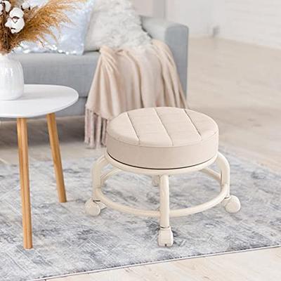 Short Rolling Stool with Backrest Low Round Roller Seat Stool Swivel Chair  Rolling Work Stool Stools with Wheels Back Support Short Chair Perfect for