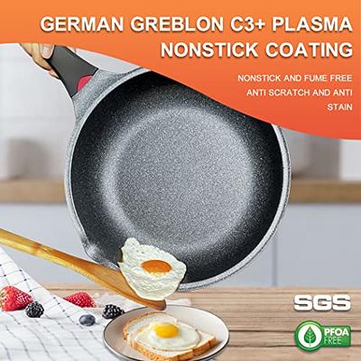 Vinchef Nonstick Deep Frying Pan Skillet with Lid, 11in/5Qt Saute Pan,  German 3C+ Ceramic Coating Technology, Heat Indicator, Induction Compatible