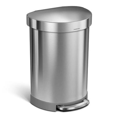 Eko Madison Brushed Stainless 50 Liter/13.2 Gallon Step Trash Can with Inner Liner - Fingerprint Resistant Finish