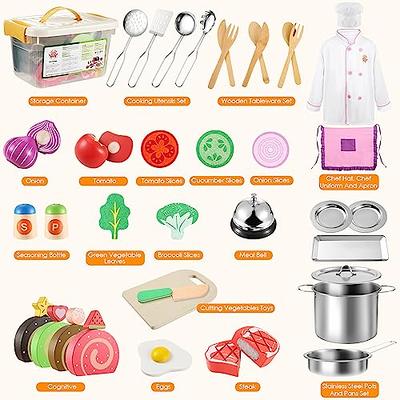 HELLOWOOD Wooden Toy Kitchen Set for Kids, Toy Kitchen Playset with  Removable Sink Faucet & Play Food, Pretend Play Kitchen Toys for Toddlers  Age 3+