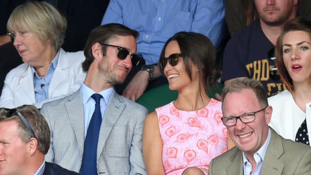 PHOTO: Pippa Middleton and James Matthews attend day nine of the Wimbledon Tennis Championships at Wimbledon July 6, 2016 in London. (Karwai Tang/Getty Images)