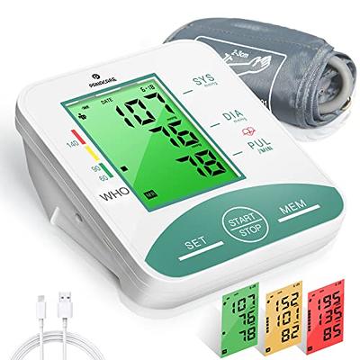 Mebak Blood Pressure Monitor, Upper Arm BP Cuff, Blood Pressure Gauge for  Home Use, Voice Broadcast, 8.7-16.5 Inches Adjustable, 2 Users