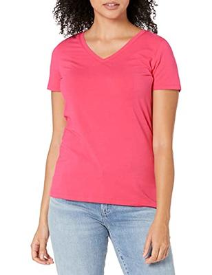 Essentials Women's Classic-Fit Short-Sleeve V-Neck T-Shirt, Pack of  2, Bright Pink/White, Large - Yahoo Shopping