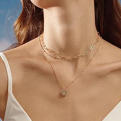 MEVECCO Gold Initial Necklaces For Women 18K Gold Plated Minimalist Double  Layered Letter Necklace Personalized Paperclip Link Chain Chokers Dainty  Jewelry Gift For Her - Yahoo Shopping