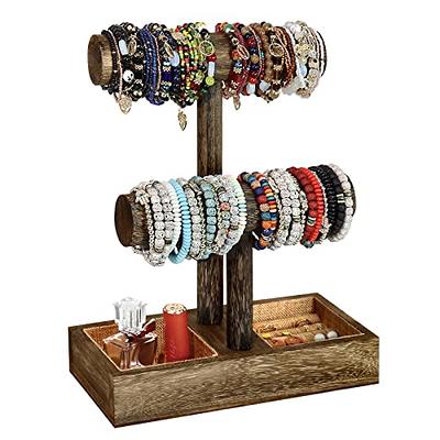Holibanna 1pc bracelet bracelet holder wooden display stand bracelet  display stand wood necklace wood earrings Countertop Necklace Holder  leather