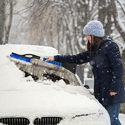 EcoNour 27 Aluminum Car Snow Scraper and Brush, Weaved Bristle Head with  Metal Body Ice Scraper for Car Windshield