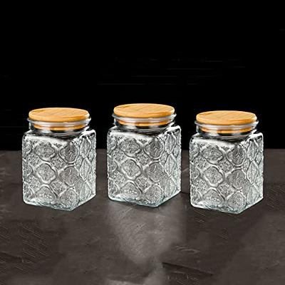 Kitchen glass jars with wood lid air-tight decorative glass jar