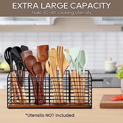 RedCall Utensil Holder,Wood Cooking Utensil Organizer,Large Farmhouse  Utensil Holder for Counter top,Rustic Spoon Spatula Holder Kitchen Tools  Storage Caddy Decor (4 Compartments) - Yahoo Shopping