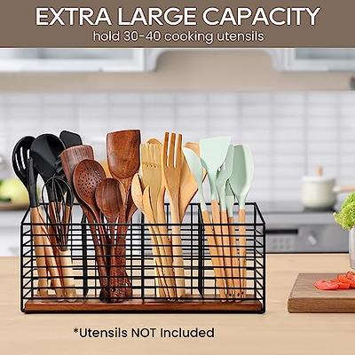 RedCall Utensil Holder,Wood Cooking Utensil Organizer,Large Farmhouse Utensil  Holder for Counter top,Rustic Spoon Spatula Holder Kitchen Tools Storage  Caddy Decor (4 Compartments) - Yahoo Shopping