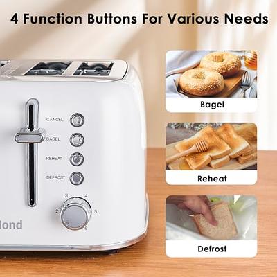 Kenmore 2-Slice Toaster, White Stainless Steel, Extra Wide Slots, Bagel and  Defrost Functions, 9 Browning Levels, Removable Crumb Tray, for Bread