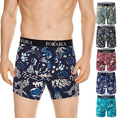 POKARLA Mens Stretch Boxer Briefs Soft Cotton Open Fly Underwear