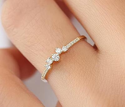 Simple 18k Gold Color Rings for Teen Girls Class White Sapphire Studded  Eternity Wedding Ring 925 Sterling Silver Engagement Stackable Diamond  Rings