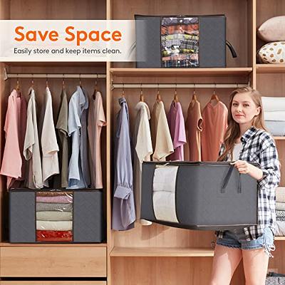 Fab totes 6 Pack Clothes Storage, Foldable Blanket Storage Bags, Storage  Containers for Organizing Bedroom, Closet, Clothing, Comforter,  Organization and Storage with Lids and Handle, Grey