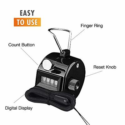 Hand Tally Counter 4 Digit Display Mechanical Handheld Pitch Counter  Clicker Counter Plastic Shell Knob Reset Handheld Counting Tool with Hook  for Row