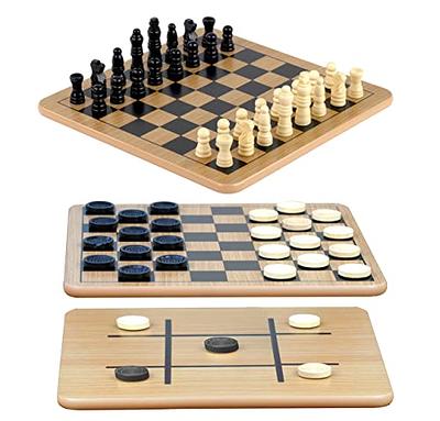 Classic Chess Checkers and Tic-Tac-Toe Set with Othello Demo 