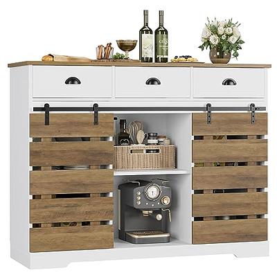 Farmhouse Coffee Bar Cabinet with Storage, 58''Buffet Sideboard