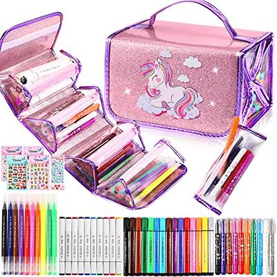 ABERLLS Unicorns Gifts for Girls 5 6 7 8 Year Old, Coloring Markers Set  with Unicorn Pencil Case, Art Supplies, Craft Drawing Toy for Girls  Birthday