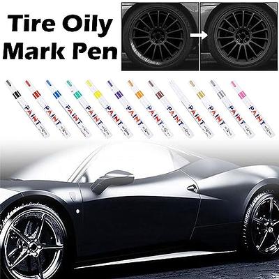 Car Tire Paint Pen,Tire Paint Marker White for Car Tire Lettering with  Weatherproof Ink,Waterproof Non-Fading