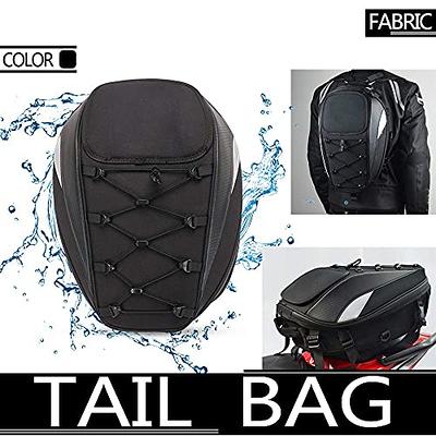 MIGHTYDUTY Leather Motorcycle Backseat Tail Bags, Waterproof PU Super Light  Tank Bag, Multifunctional Motorbike Rear Seat Storage Saddle Bag Black