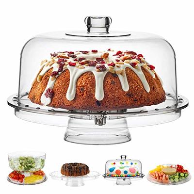 Homeries Acrylic Cake Stand with Dome Cover (6 in 1) Multi-Functional  Serving Platter and Cake