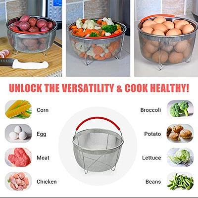 304 Stainless Steel Steamer Basket Instant Pot Accessories for 3/6/8 Qt  Instant Pot Pressure Cooker with Silicone Covered Handle