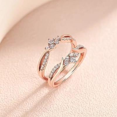 Wedding Engagement Ring Enhancer Rose Gold Plated Ring Guard for Women 5A  CZ Sz8