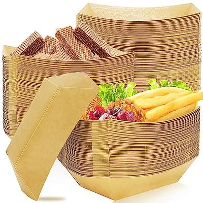 [250 Pack] 1 lb Heavy Duty Disposable Kraft Brown Paper Food Trays Grease  Resistant Fast Food Paperboard Boat Basket for Parties Fairs Picnics